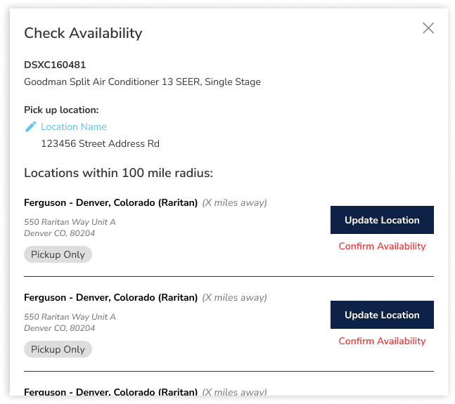 Check Availability Drawer