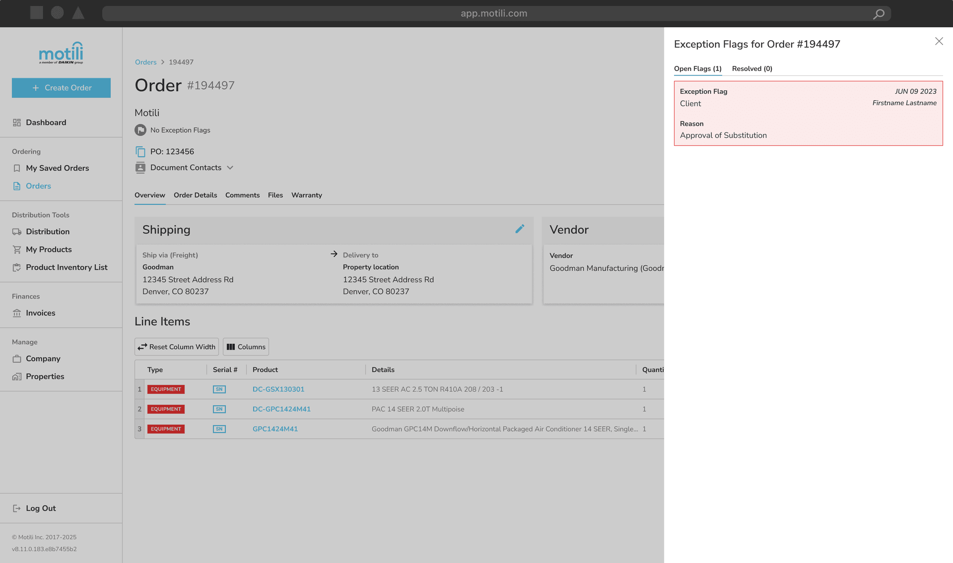 Exception Flag Info