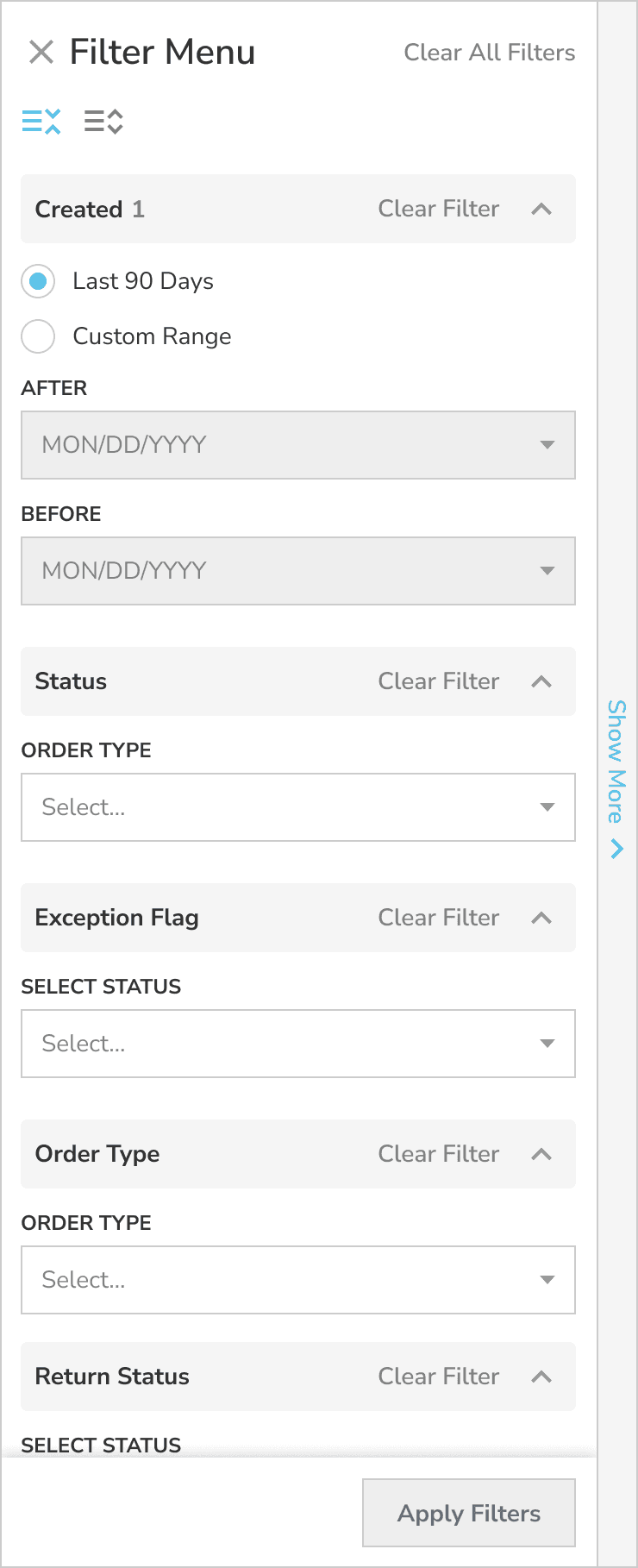 Filter Menu