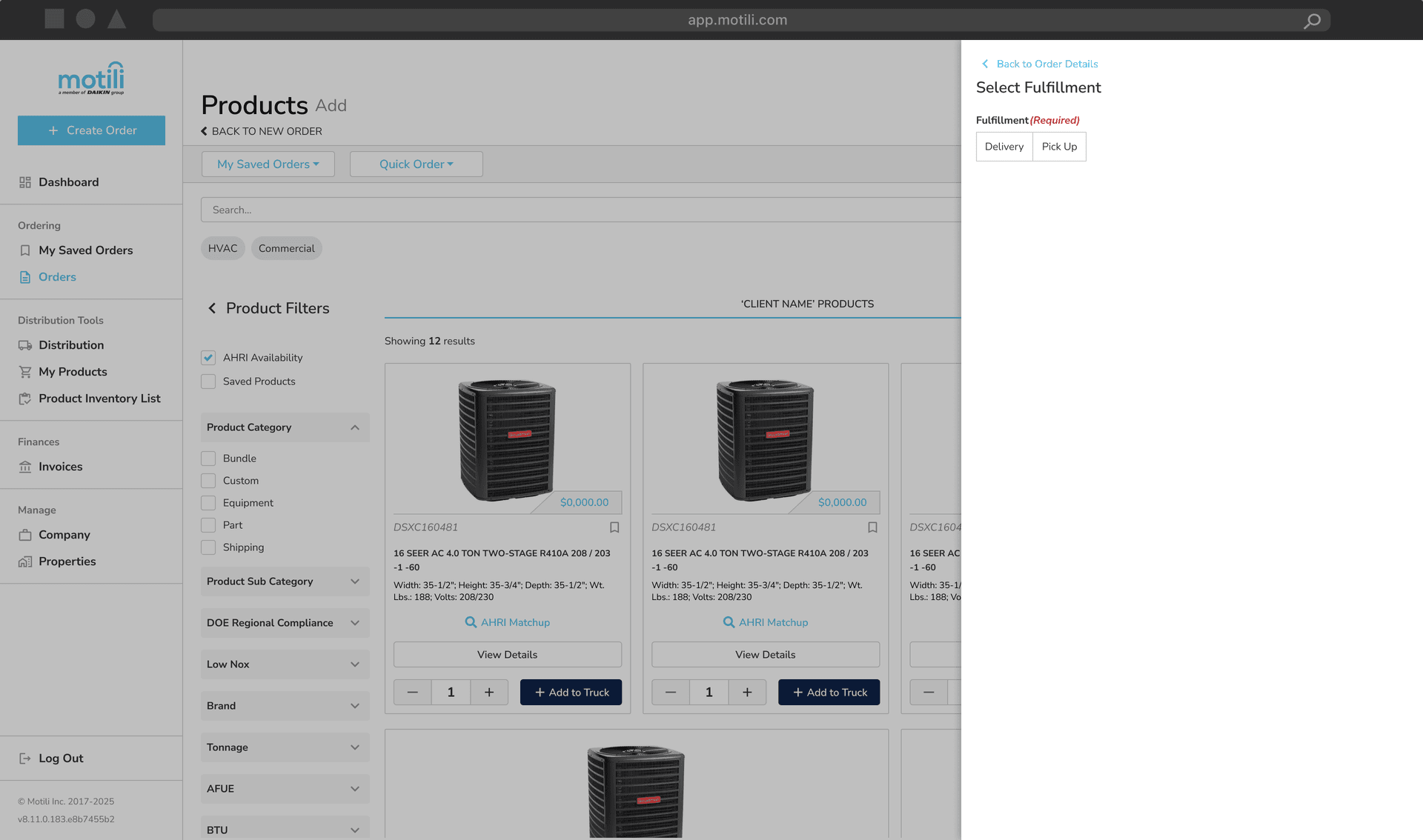 Fulfillment type card