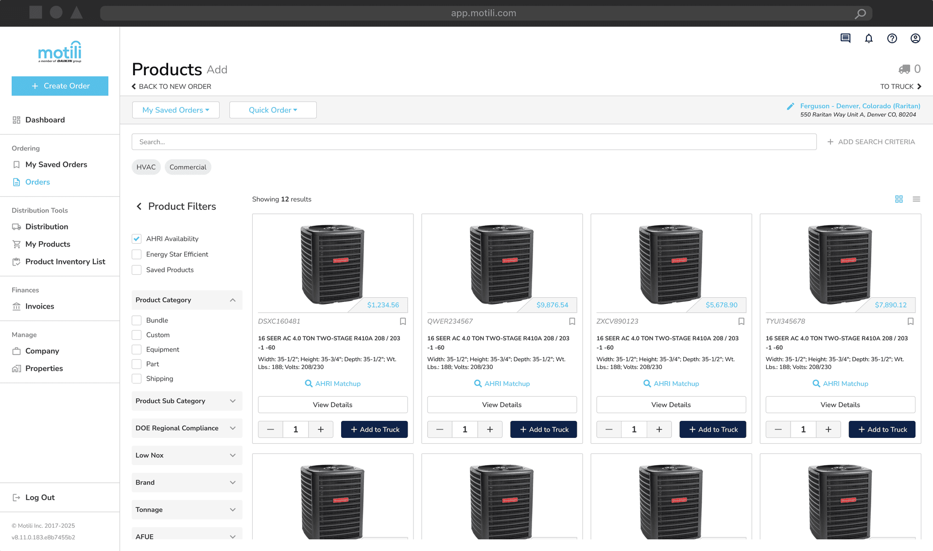 Add Products Page