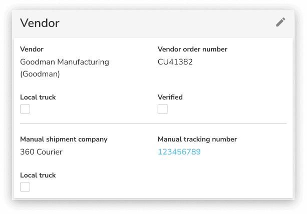 Vendor Card